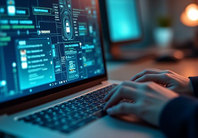 Digital banking and online security on laptop