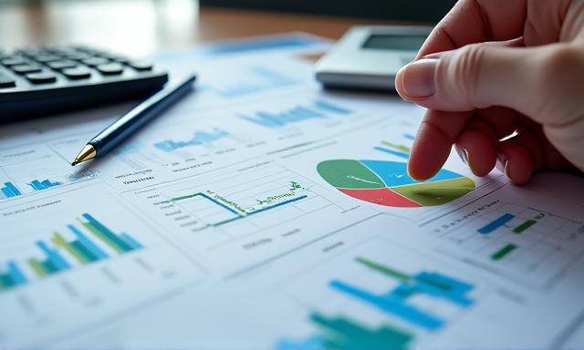 Investment portfolio analysis with financial charts